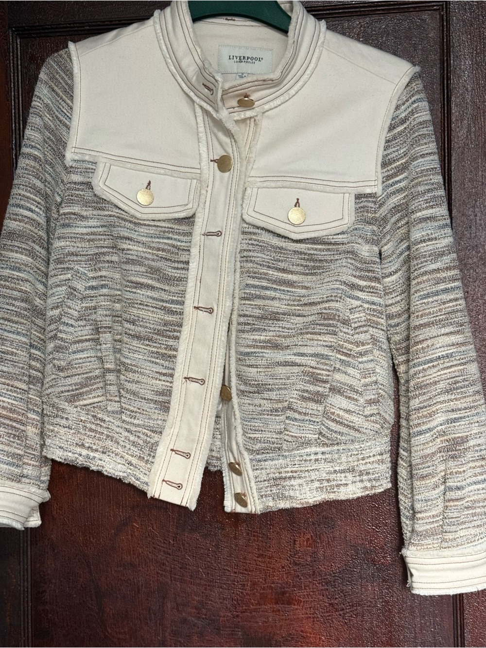 Liverpool Los Angeles Catalina Boucle Fray Jacket Med